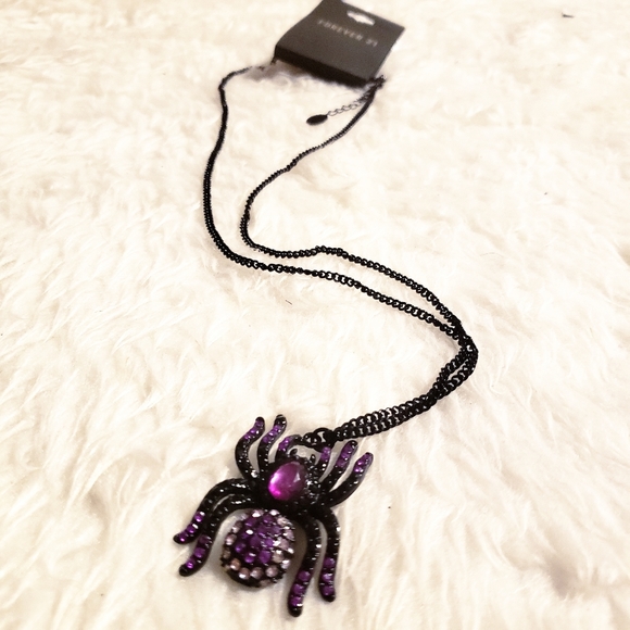 Goth Spider Statement Rhinestone Necklace pastel - Picture 7 of 8